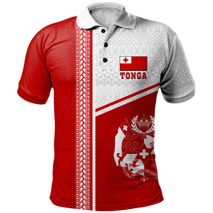 Tonga Polo Shirt Custom Tribal Ngatu Design Flag