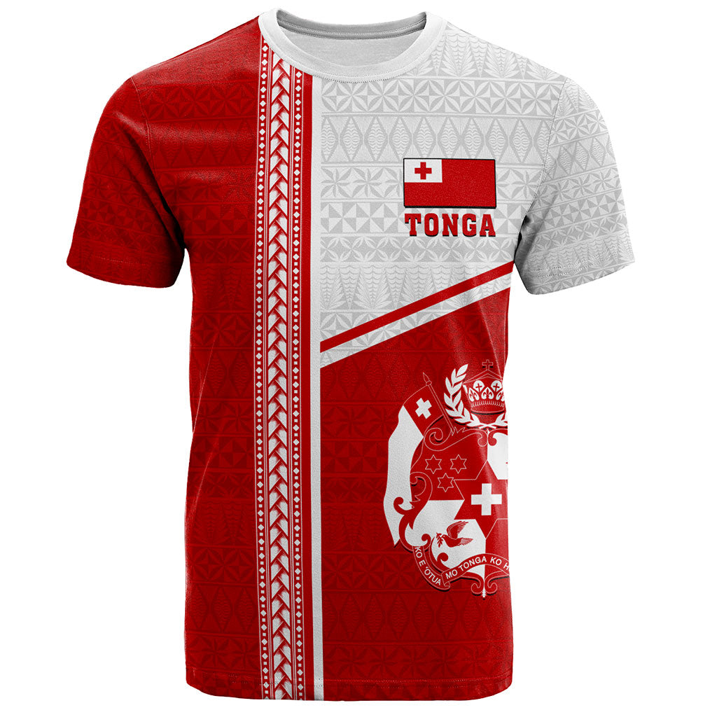 Tonga T-Shirt Custom Tribal Ngatu Design Flag