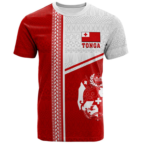 Tonga T-Shirt Custom Tribal Ngatu Design Flag
