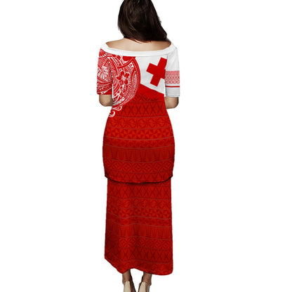 Tonga Combo Puletasi And Shirt Polynesian Flag With Coat Of Arms