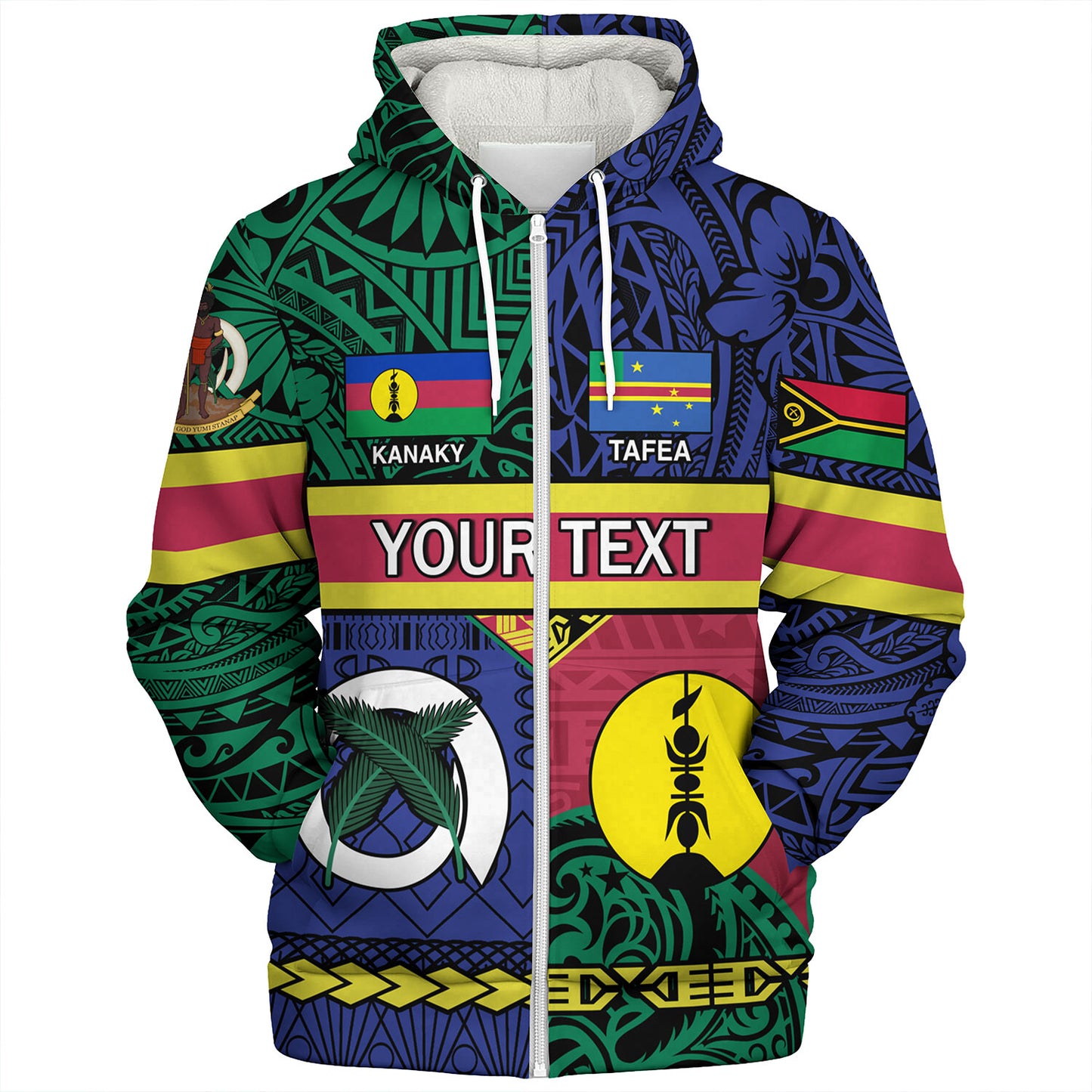 Vanuatu Sherpa Hoodie Custom Tafea Kanaky Day Tribal Patterns Special Design