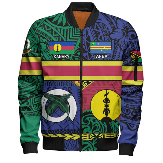 Vanuatu Bomber Jacket Custom Tafea Kanaky Day Tribal Patterns Special Design