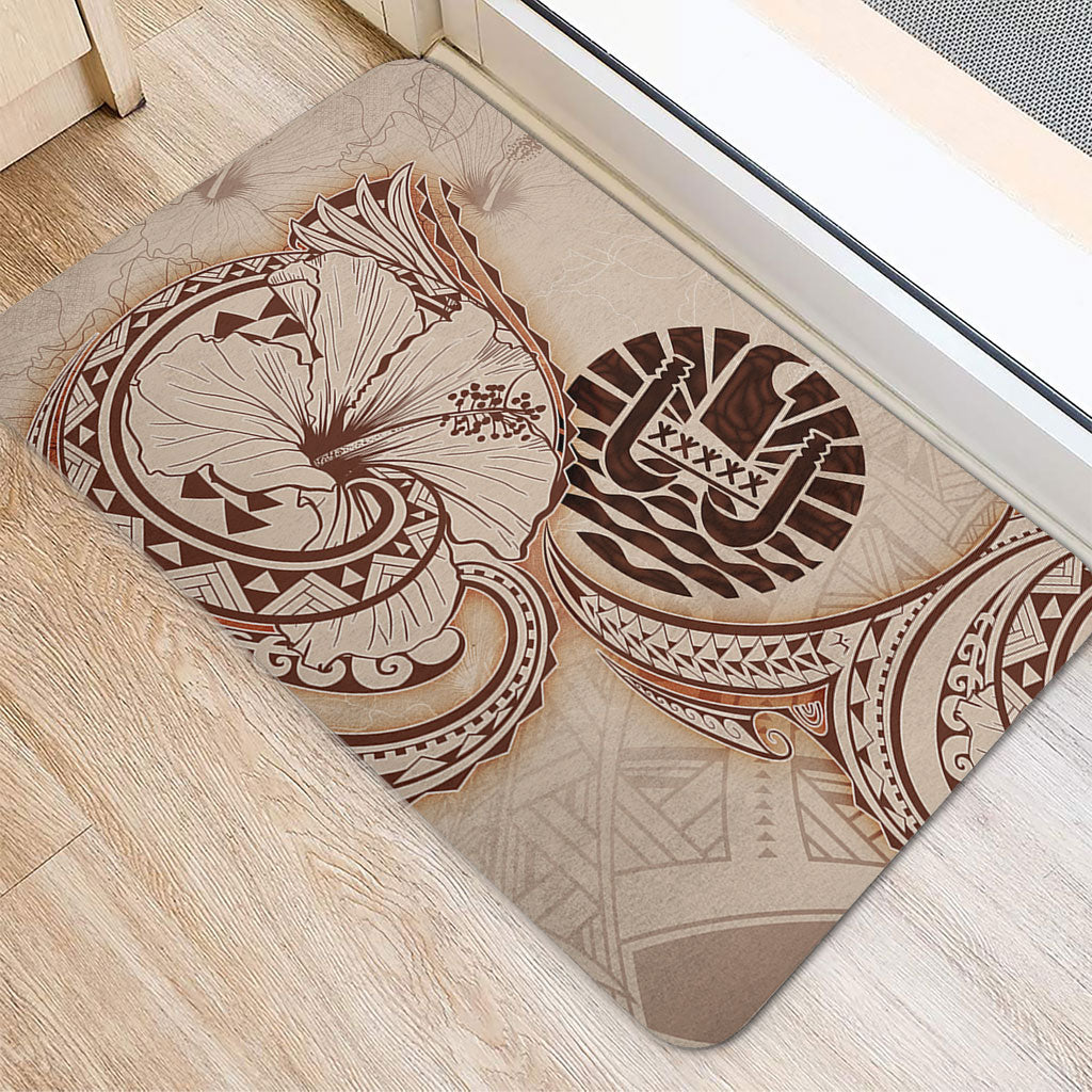Tahiti Door Mat Hibiscus Flower Vintage Style