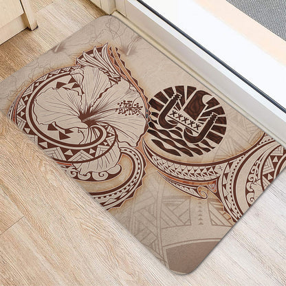 Tahiti Door Mat Hibiscus Flower Vintage Style