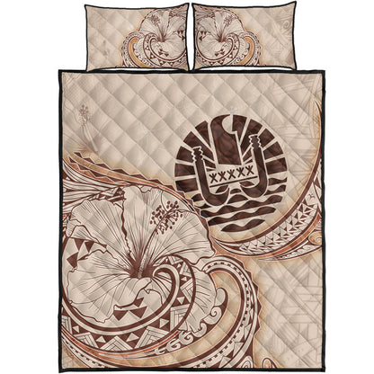 Tahiti Quilt Bed Set Hibiscus Flower Vintage Style