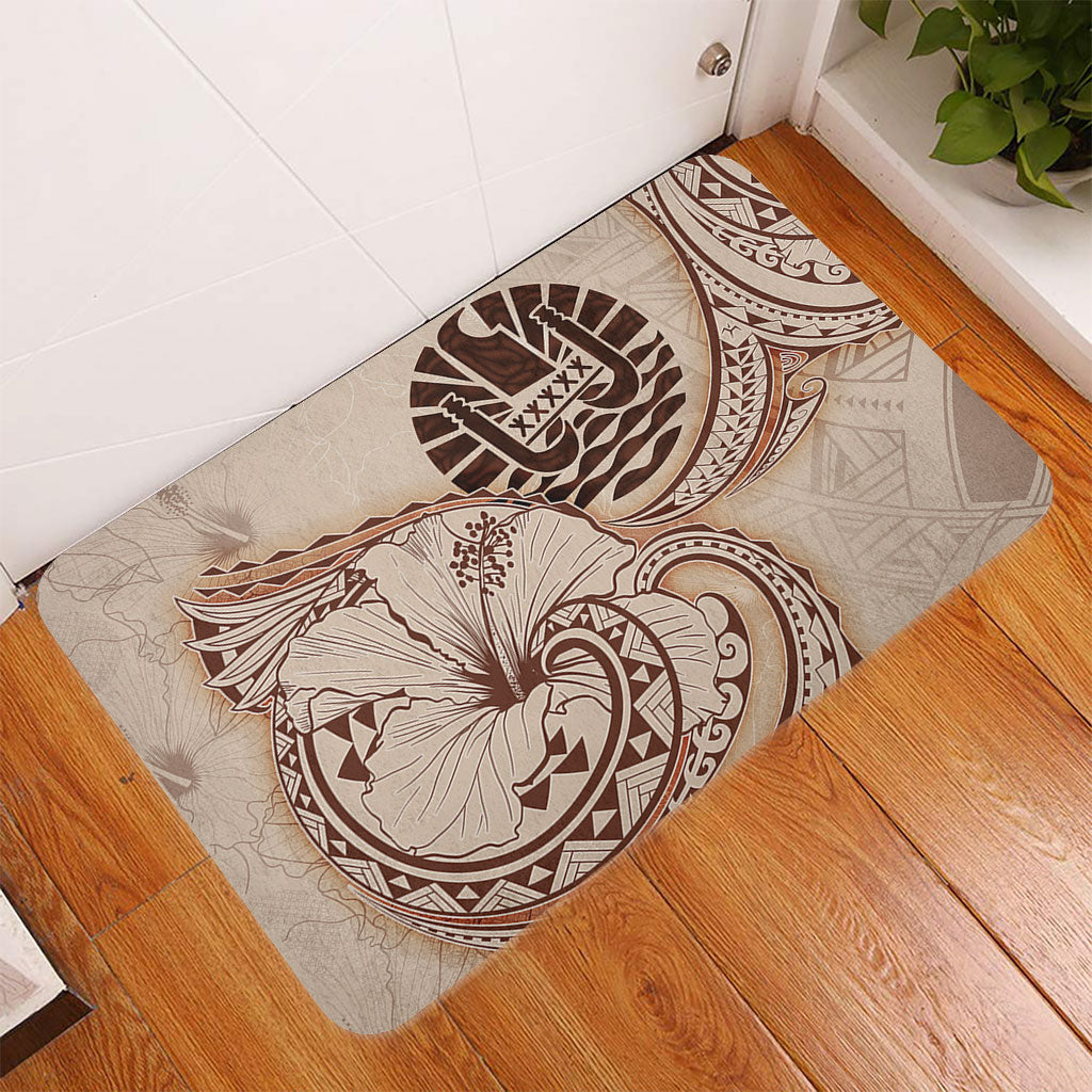 Tahiti Door Mat Hibiscus Flower Vintage Style