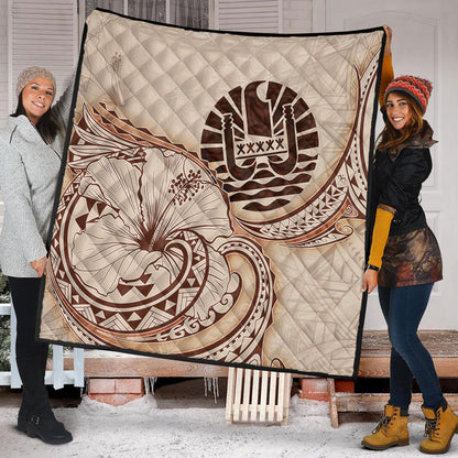 Tahiti Premium Quilt Hibiscus Flower Vintage Style