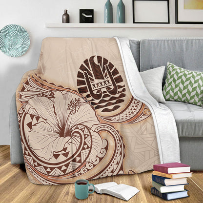 Tahiti Premium Blanket Hibiscus Flower Vintage Style