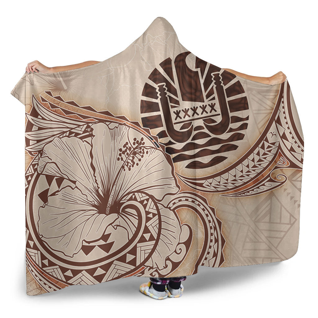 Tahiti Hooded Blanket Hibiscus Flower Vintage Style