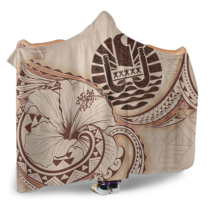 Tahiti Hooded Blanket Hibiscus Flower Vintage Style