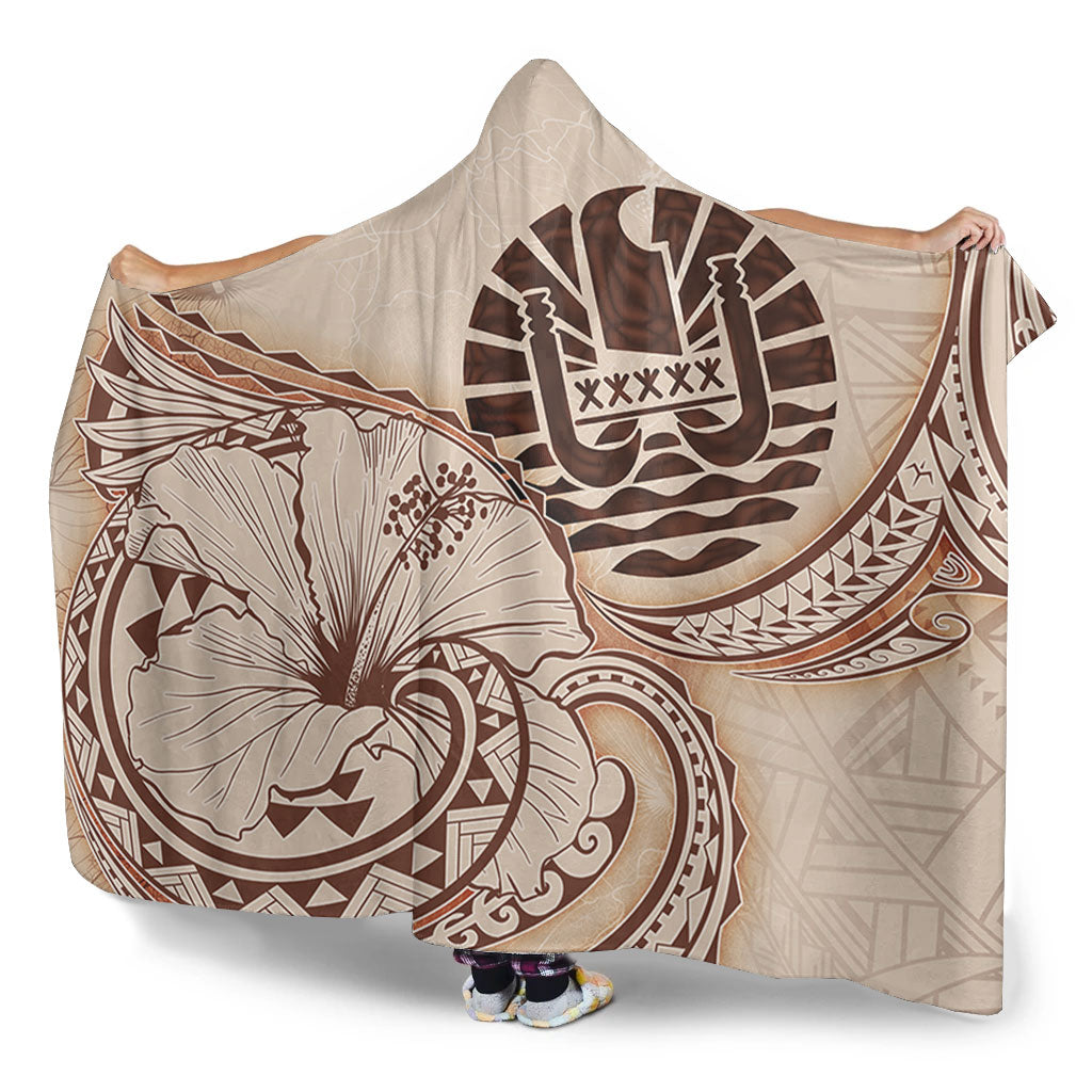 Tahiti Hooded Blanket Hibiscus Flower Vintage Style