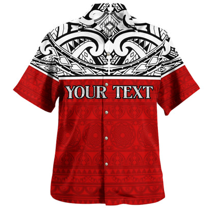 Tahiti Custom Personalised Hawaiian Shirt Tatau White Patterns With Coat Of Arms