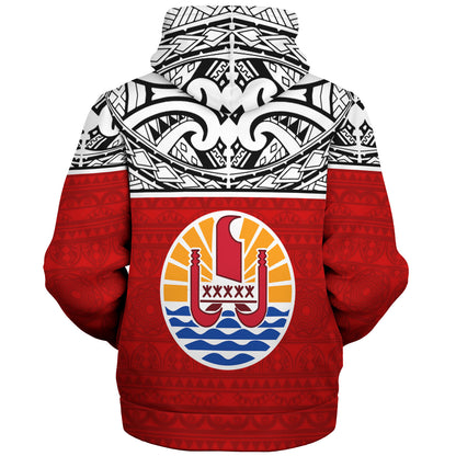Tahiti Custom Personalised Sherpa Hoodie Coat Of Arms Polynesia Patterns Style