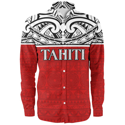 Tahiti Custom Personalised Long Sleeve Shirt Coat Of Arms Polynesia Patterns Style
