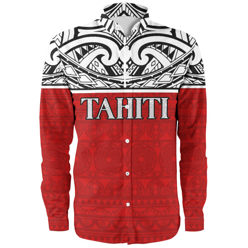 Tahiti Custom Personalised Long Sleeve Shirt Coat Of Arms Polynesia Patterns Style