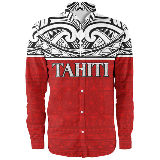 Tahiti Custom Personalised Long Sleeve Shirt Coat Of Arms Polynesia Patterns Style