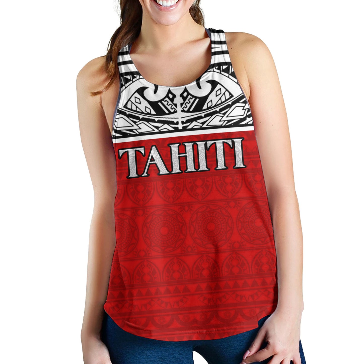 Tahiti Custom Personalised Women Tank Coat Of Arms Polynesia Patterns Style