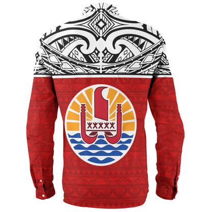Tahiti Custom Personalised Long Sleeve Shirt Coat Of Arms Polynesia Patterns Style