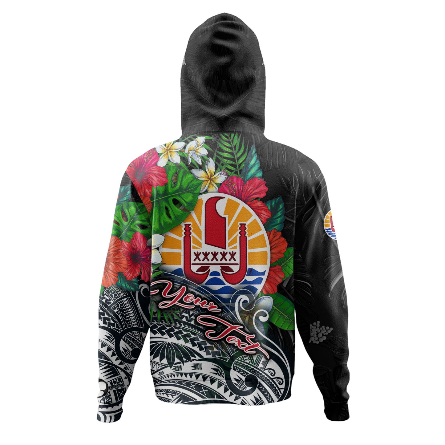 Tahiti Custom Personalised Hoodie Hibiscus And Plumeria With Palm Branches Vintage Style