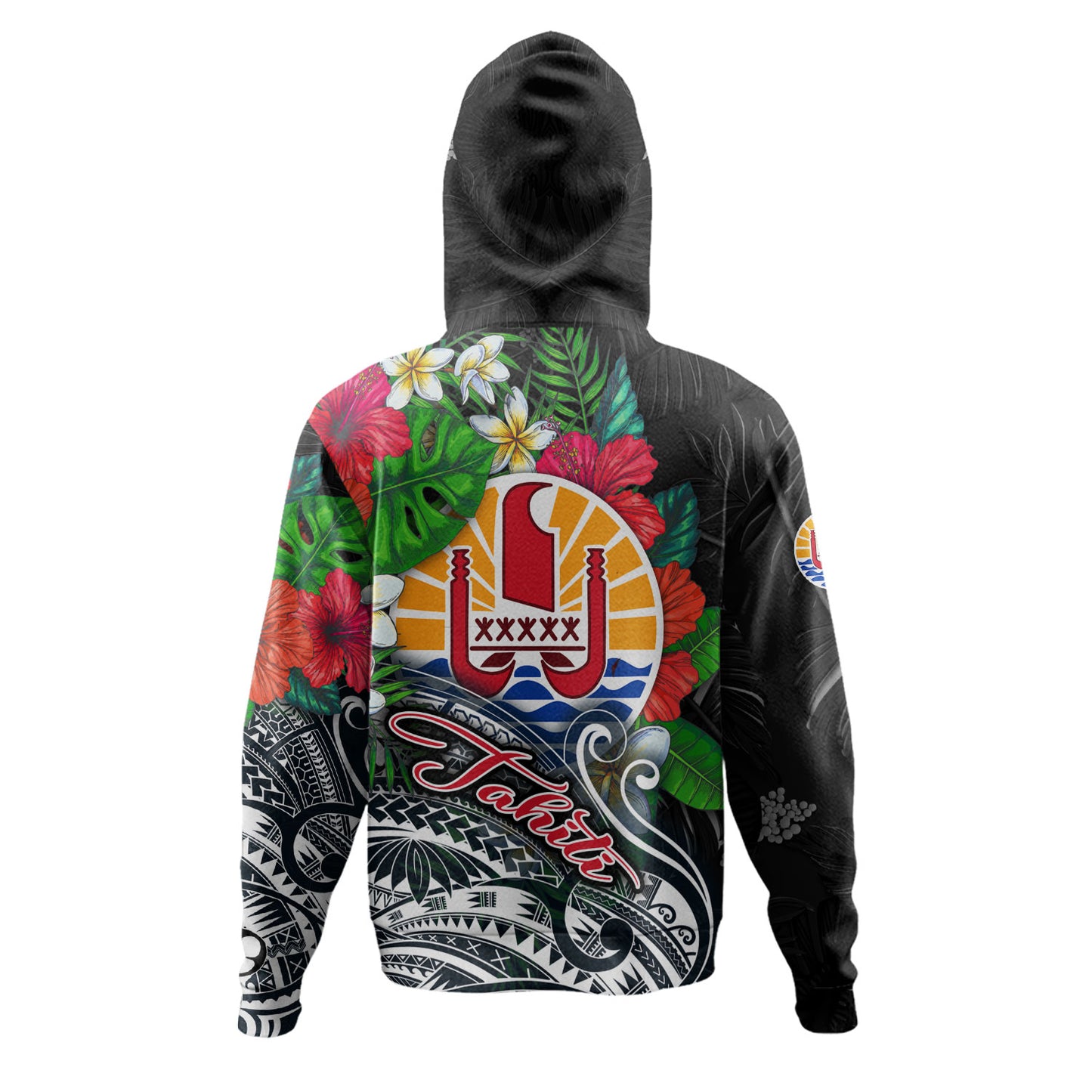 Tahiti Custom Personalised Hoodie Hibiscus And Plumeria With Palm Branches Vintage Style