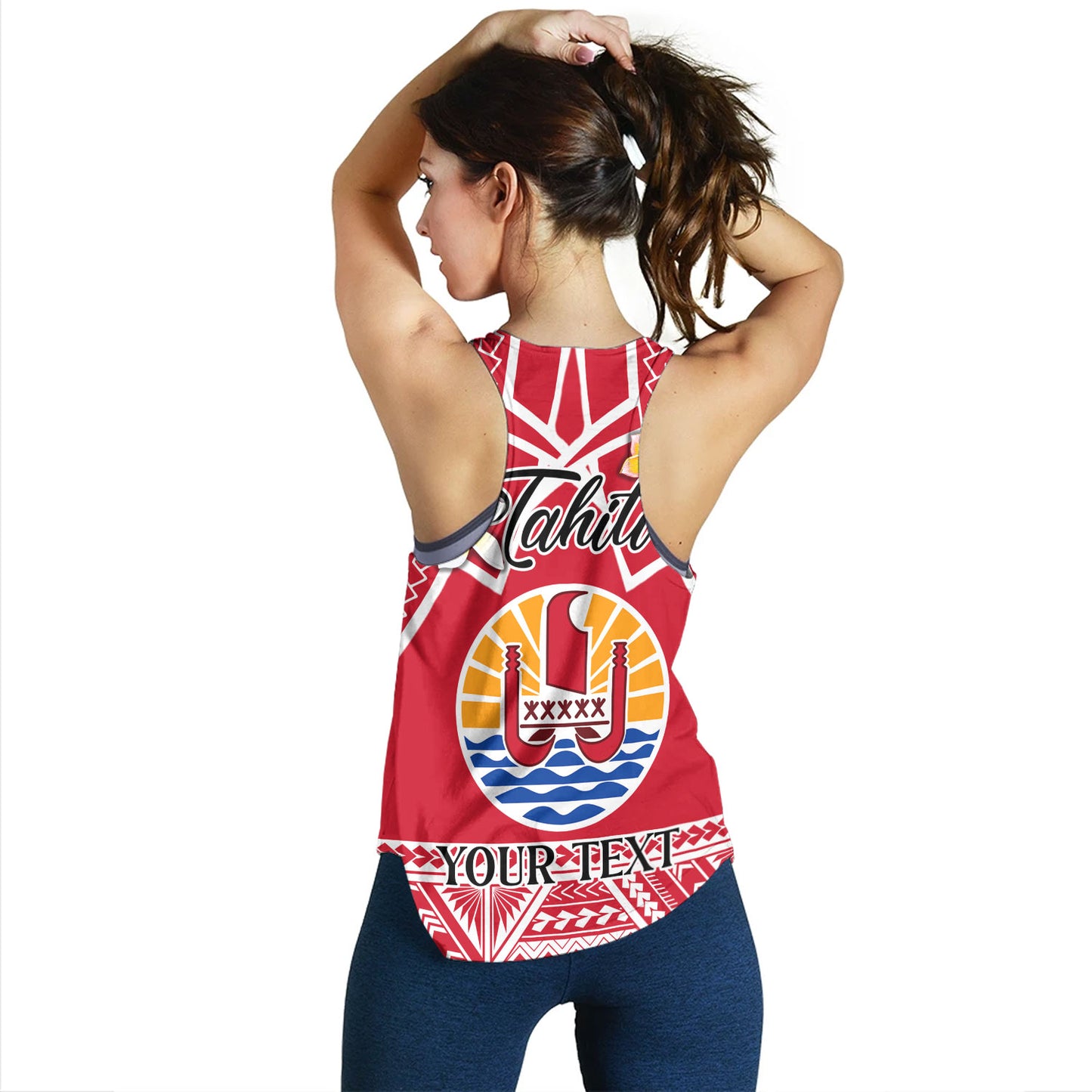 Tahiti Custom Personalised Women Tank Tahitian Plumeria Flowers Mix Tribal Patterns