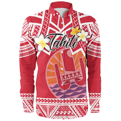 Tahiti Custom Personalised Long Sleeve Shirt Tahitian Plumeria Flowers Mix Tribal Patterns