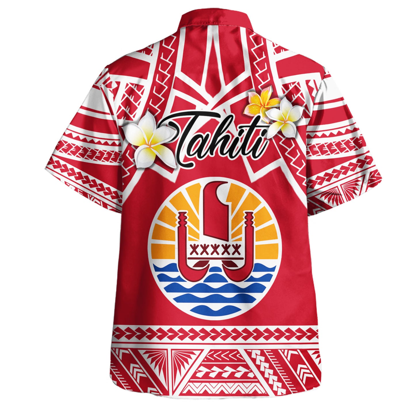 Tahiti Custom Personalised Hawaiian Shirt Tahitian Plumeria Flowers Mix Tribal Patterns