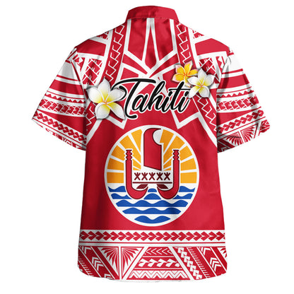Tahiti Custom Personalised Hawaiian Shirt Tahitian Plumeria Flowers Mix Tribal Patterns