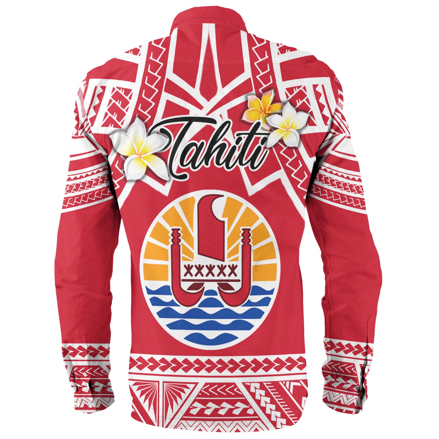 Tahiti Custom Personalised Long Sleeve Shirt Tahitian Plumeria Flowers Mix Tribal Patterns