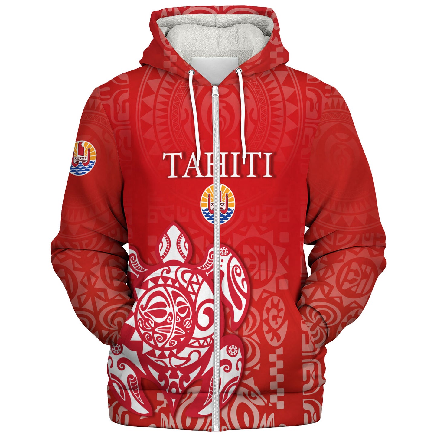 Tahiti Sherpa Hoodie Tahitian Tribal Tattoos Style