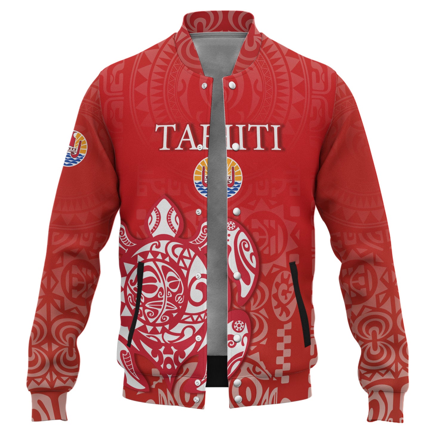 Tahiti Baseball Jacket Tahitian Tribal Tattoos Style