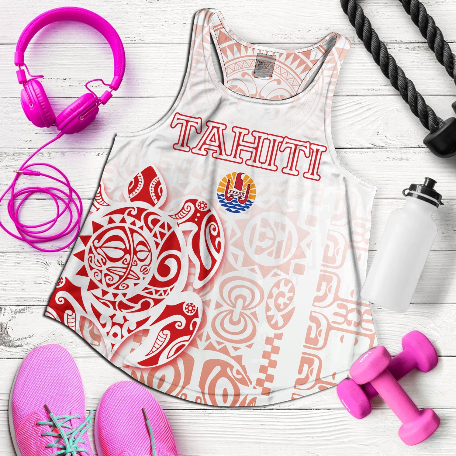 Tahiti Women Tank Tahitian Tribal Tattoos Style