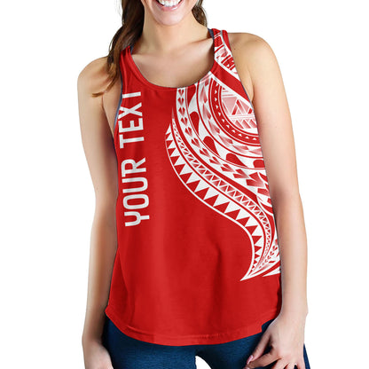 Tahiti Custom Personalised Women Tank Tatau White Patterns With Coat Of Arms