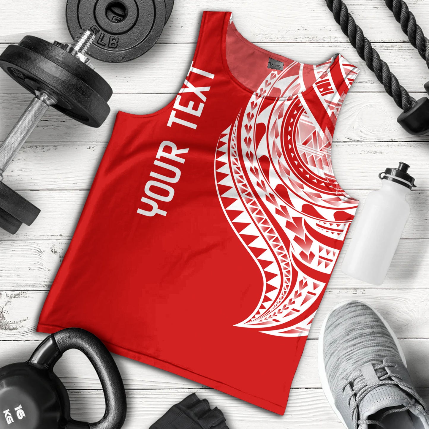 Tahiti Custom Personalised Tank Top Tatau White Patterns With Coat Of Arms