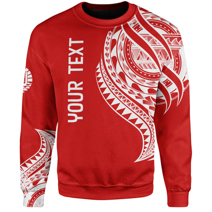 Tahiti Custom Personalised Sweatshirt Tatau White Patterns With Coat Of Arms