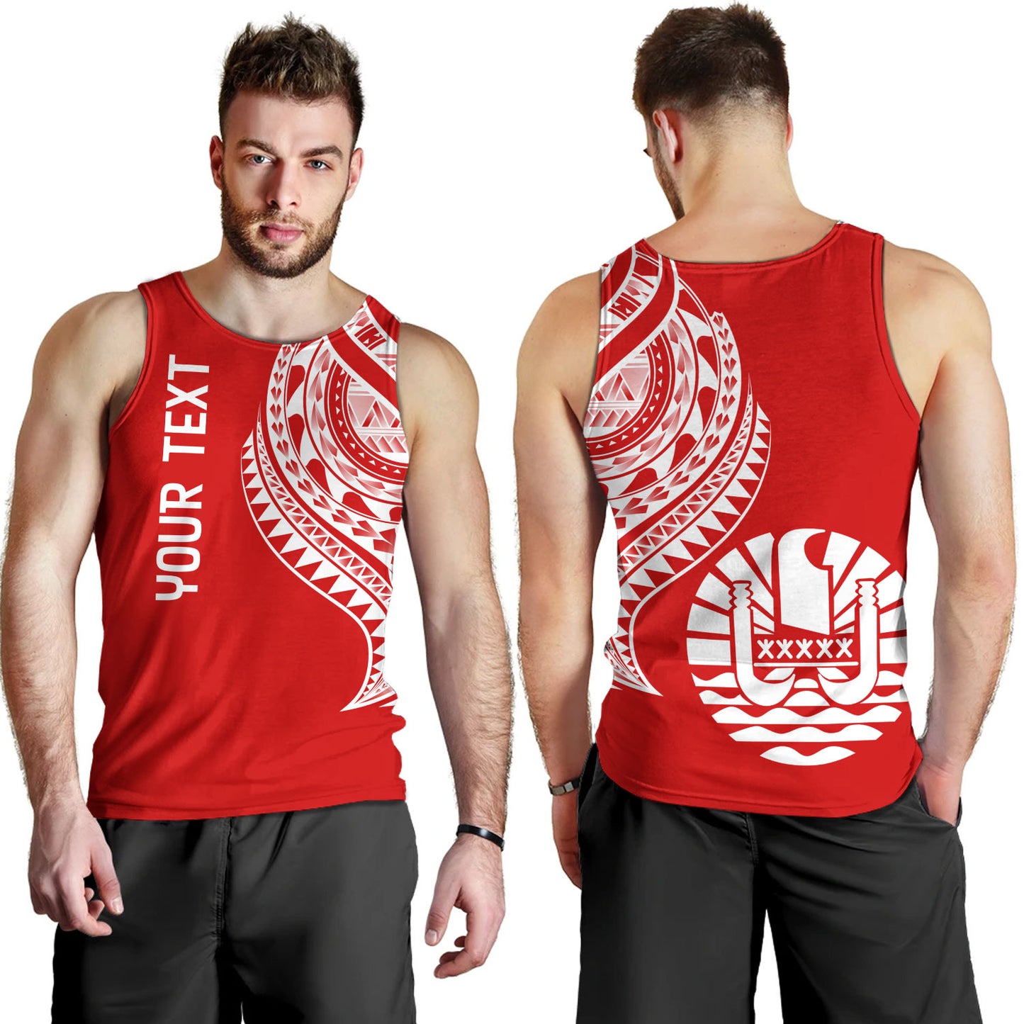 Tahiti Custom Personalised Tank Top Tatau White Patterns With Coat Of Arms
