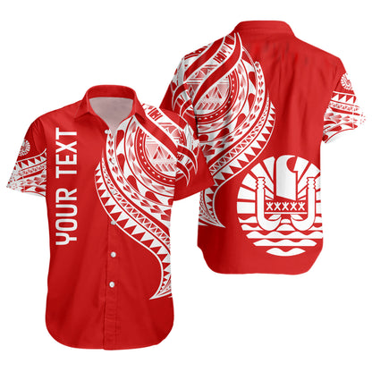 Tahiti Custom Personalised Short Sleeve Shirt Tatau White Patterns With Coat Of Arms