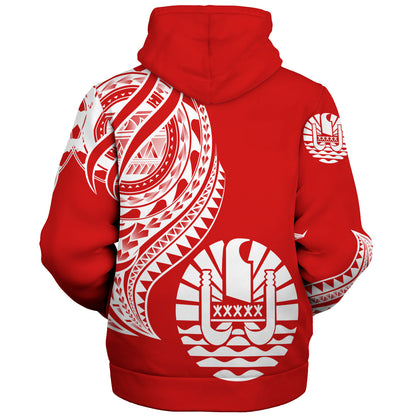 Tahiti Custom Personalised Sherpa Hoodie Tatau White Patterns With Coat Of Arms