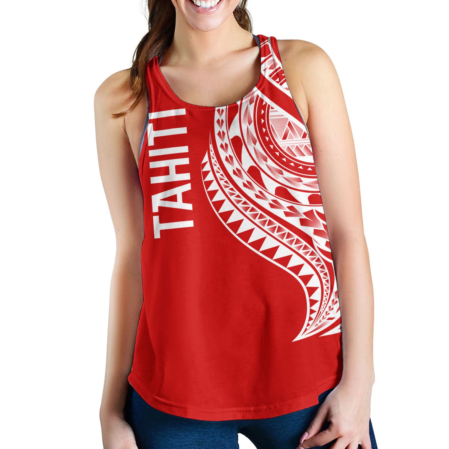 Tahiti Custom Personalised Women Tank Tatau White Patterns With Coat Of Arms