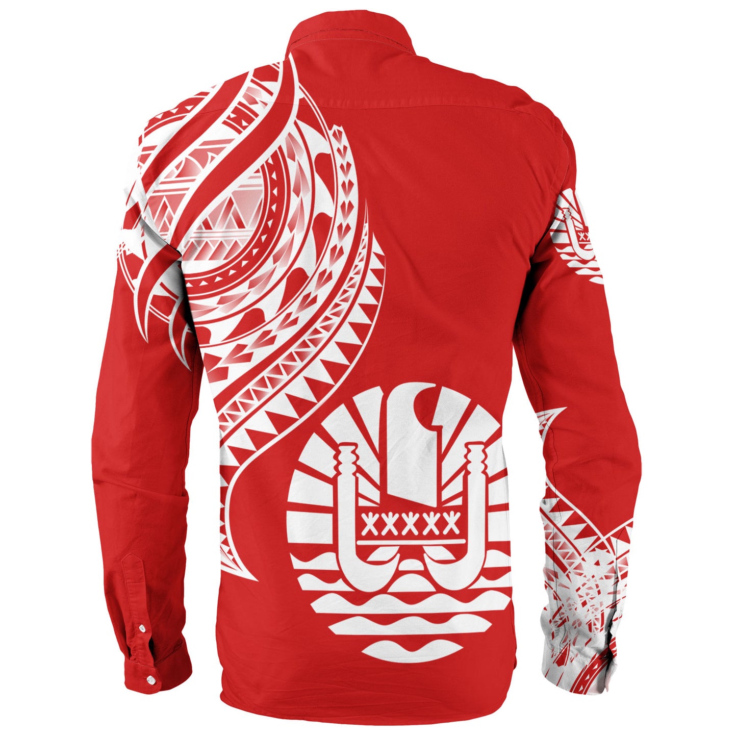 Tahiti Custom Personalised Long Sleeve Shirt Tatau White Patterns With Coat Of Arms
