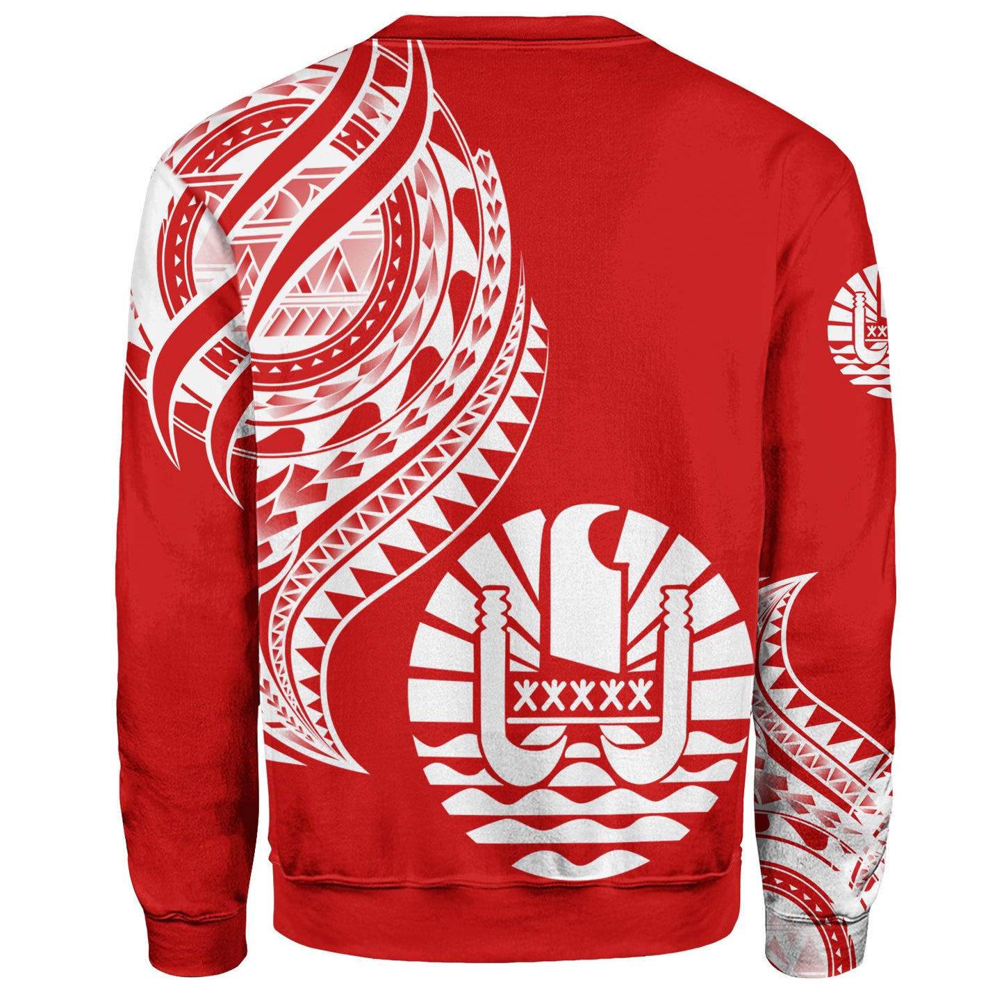 Tahiti Custom Personalised Sweatshirt Tatau White Patterns With Coat Of Arms