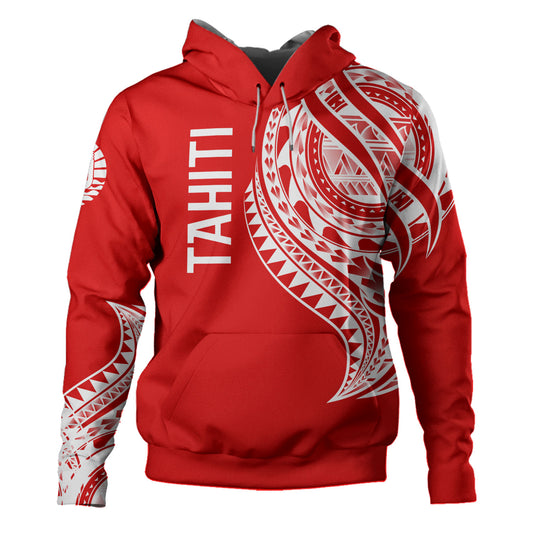 Tahiti Custom Personalised Hoodie Tatau White Patterns With Coat Of Arms