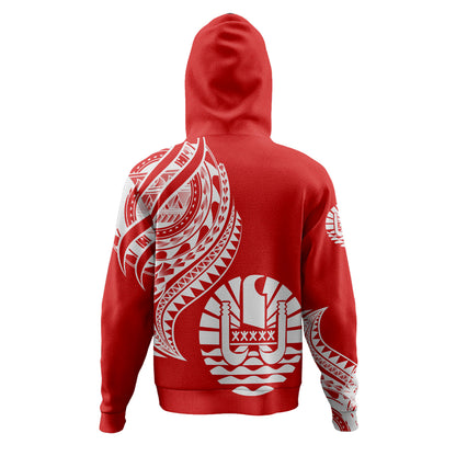 Tahiti Custom Personalised Hoodie Tatau White Patterns With Coat Of Arms