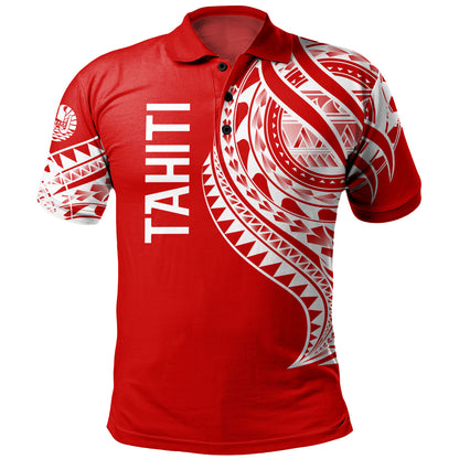 Tahiti Custom Personalised Polo Shirt Tatau White Patterns With Coat Of Arms