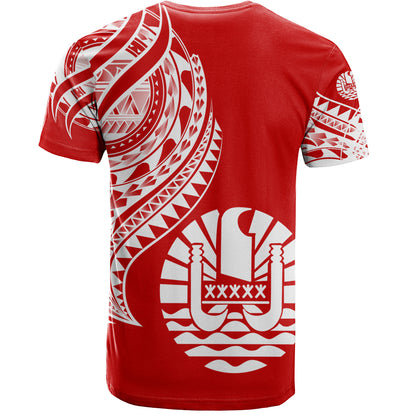 Tahiti Custom Personalised T-Shirt Tatau White Patterns With Coat Of Arms