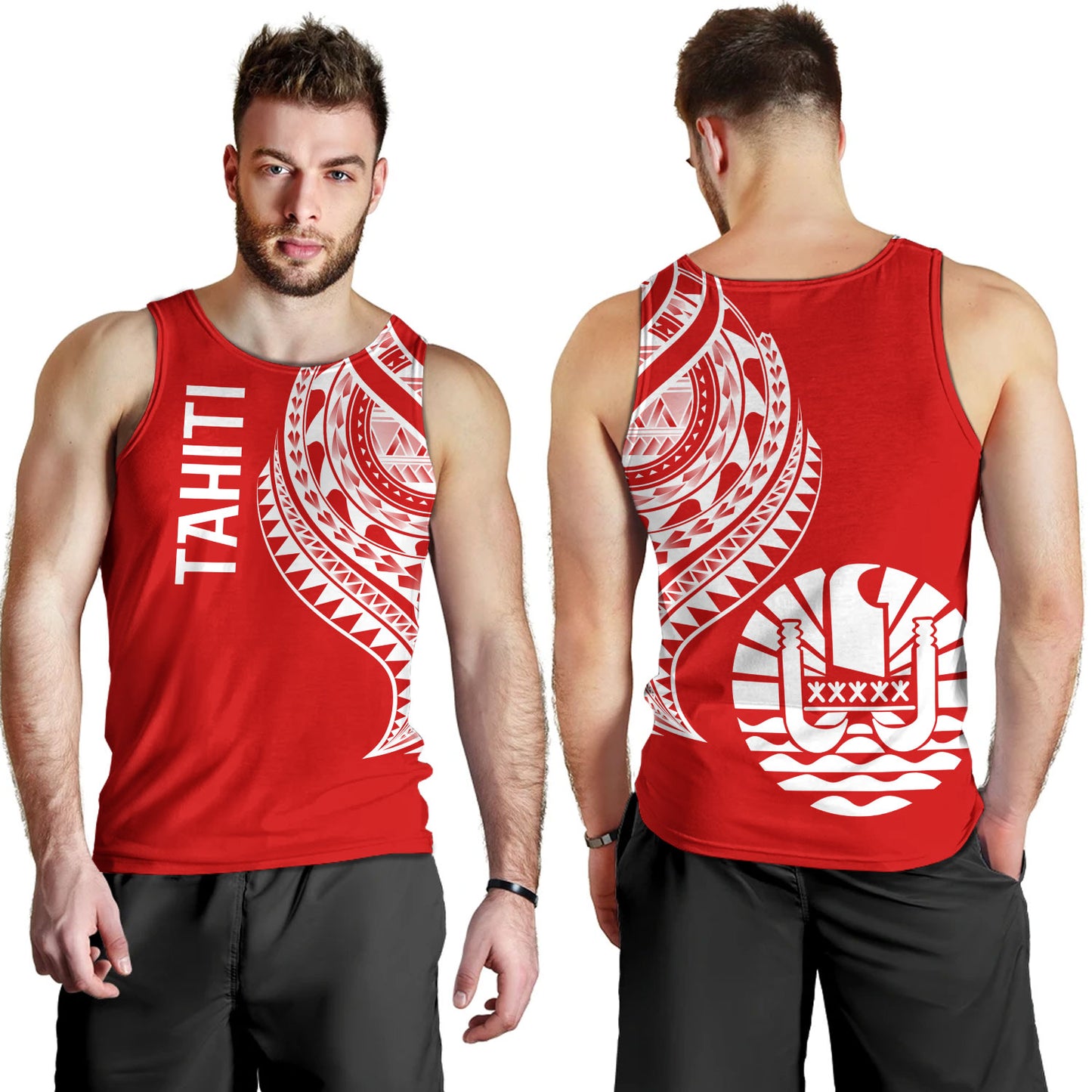 Tahiti Custom Personalised Tank Top Tatau White Patterns With Coat Of Arms