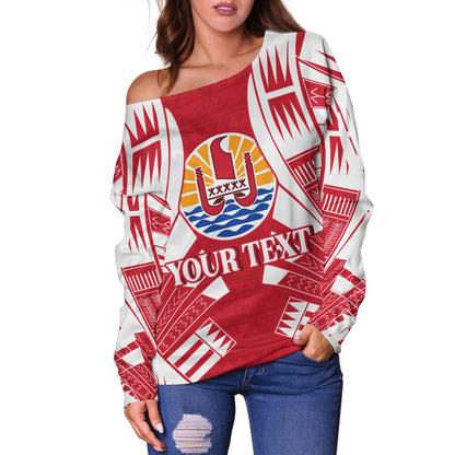 Tahiti Custom Personalised Off Shoulder Sweatshirt Tattoo Style