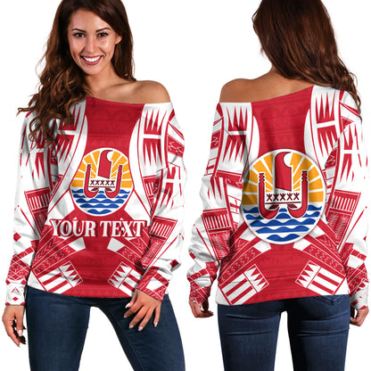 Tahiti Custom Personalised Off Shoulder Sweatshirt Tattoo Style