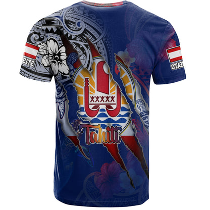 Tahiti T-Shirt Custom Tahitian Blood Inside Me Polynesian Sleeve Tattoo Tropical Blue