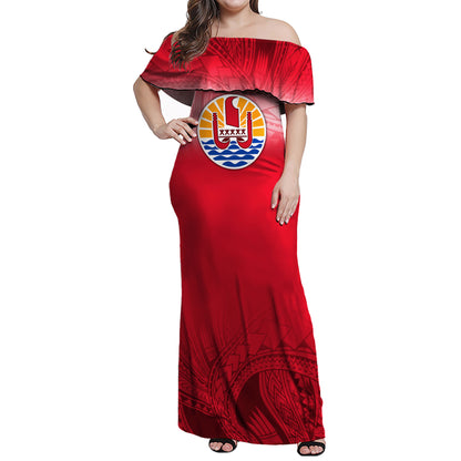 Tahiti Combo Dress And Shirt Flag Color With Traditional Patterns